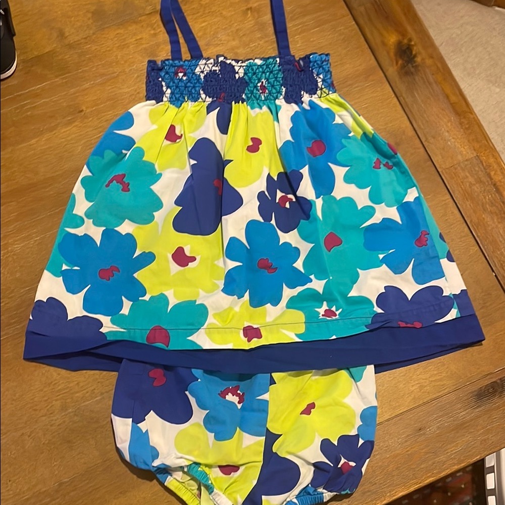 Hanna Andersson Blue and Yellow Baby Dress Set